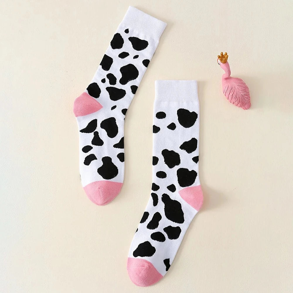 Cotton Cow Pattern Mid Tube Casual Socks - 1