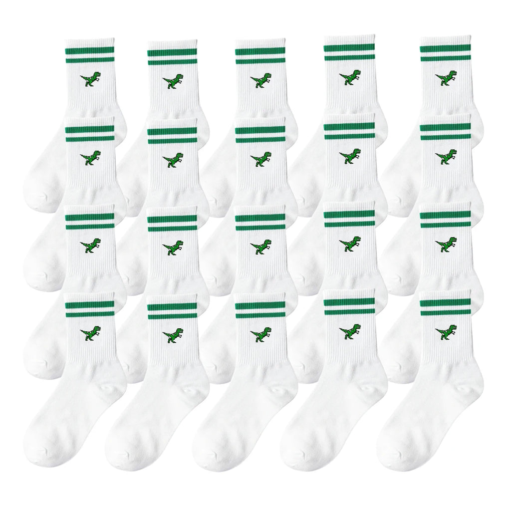 Polyester Elastane Dinosaur Pattern Crew Socks