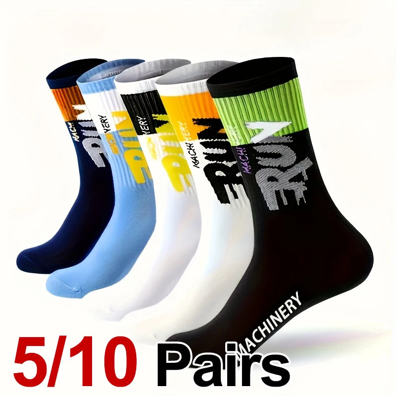 Polyester Spandex Letter Print Mid Tube Casual Sports Socks - 8