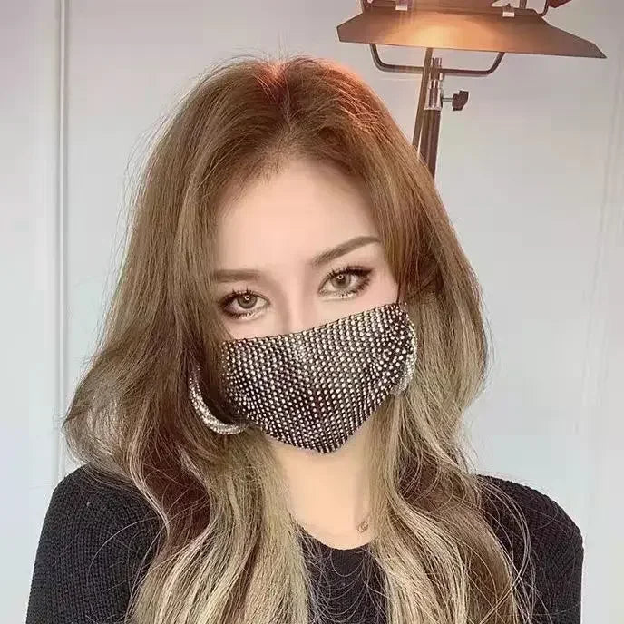 Nylon Rhinestone Decorative Face Mask