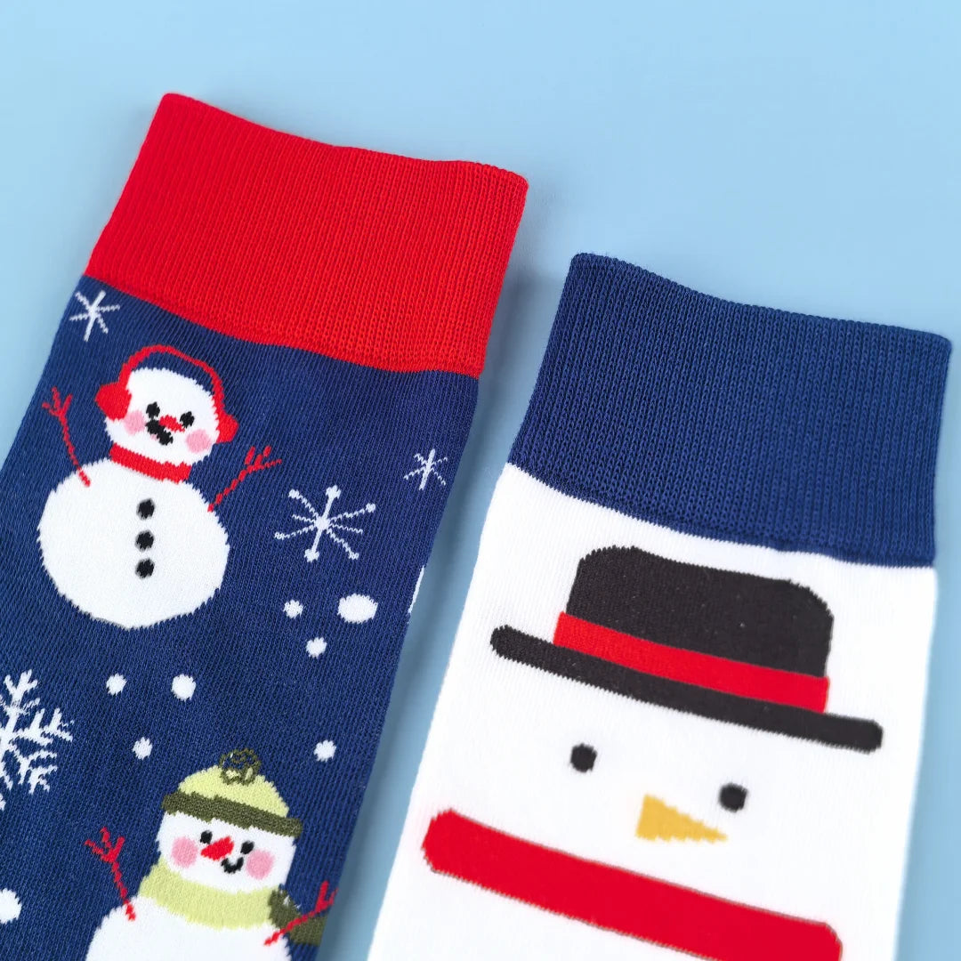 Cotton Blend Snowman Pattern Mid Calf Socks - 4