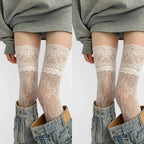 Floral Lace Over The Knee Stockings
