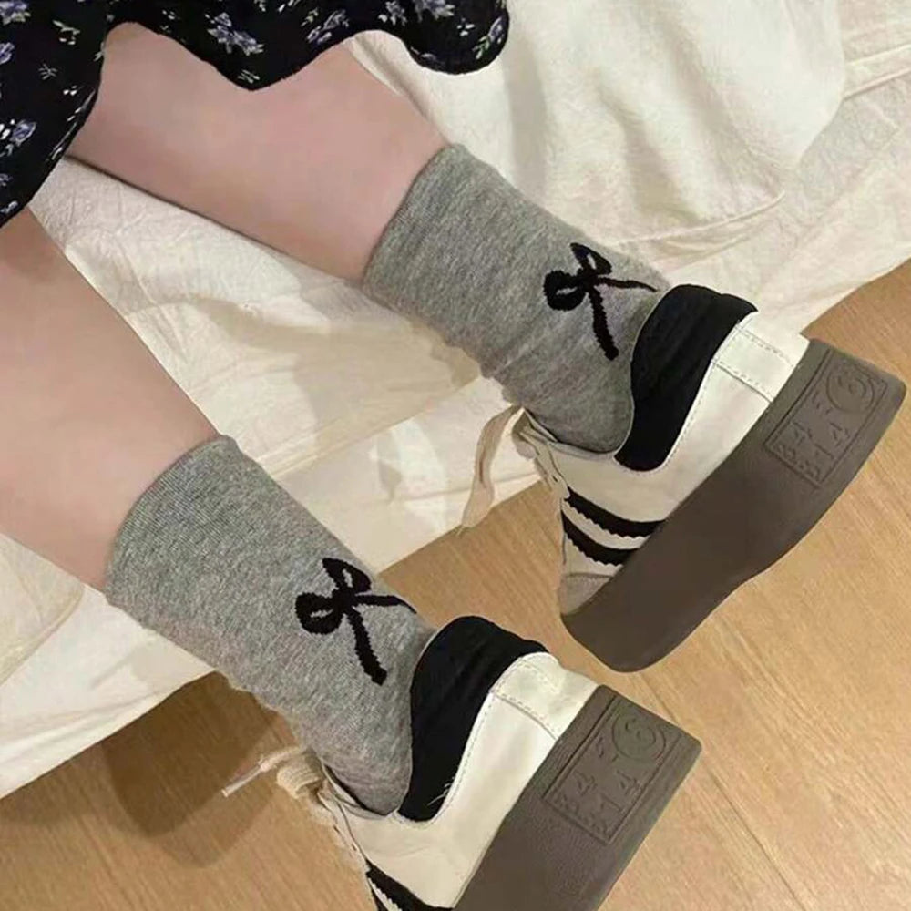 Polyester Elastane Bow Tie Casual Socks