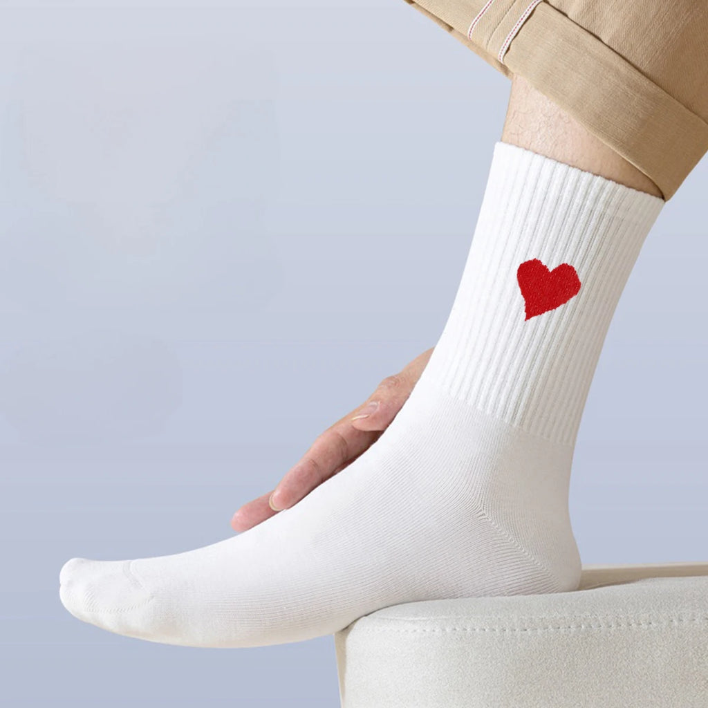 Polyester Elastane Heart Pattern Women Crew Socks