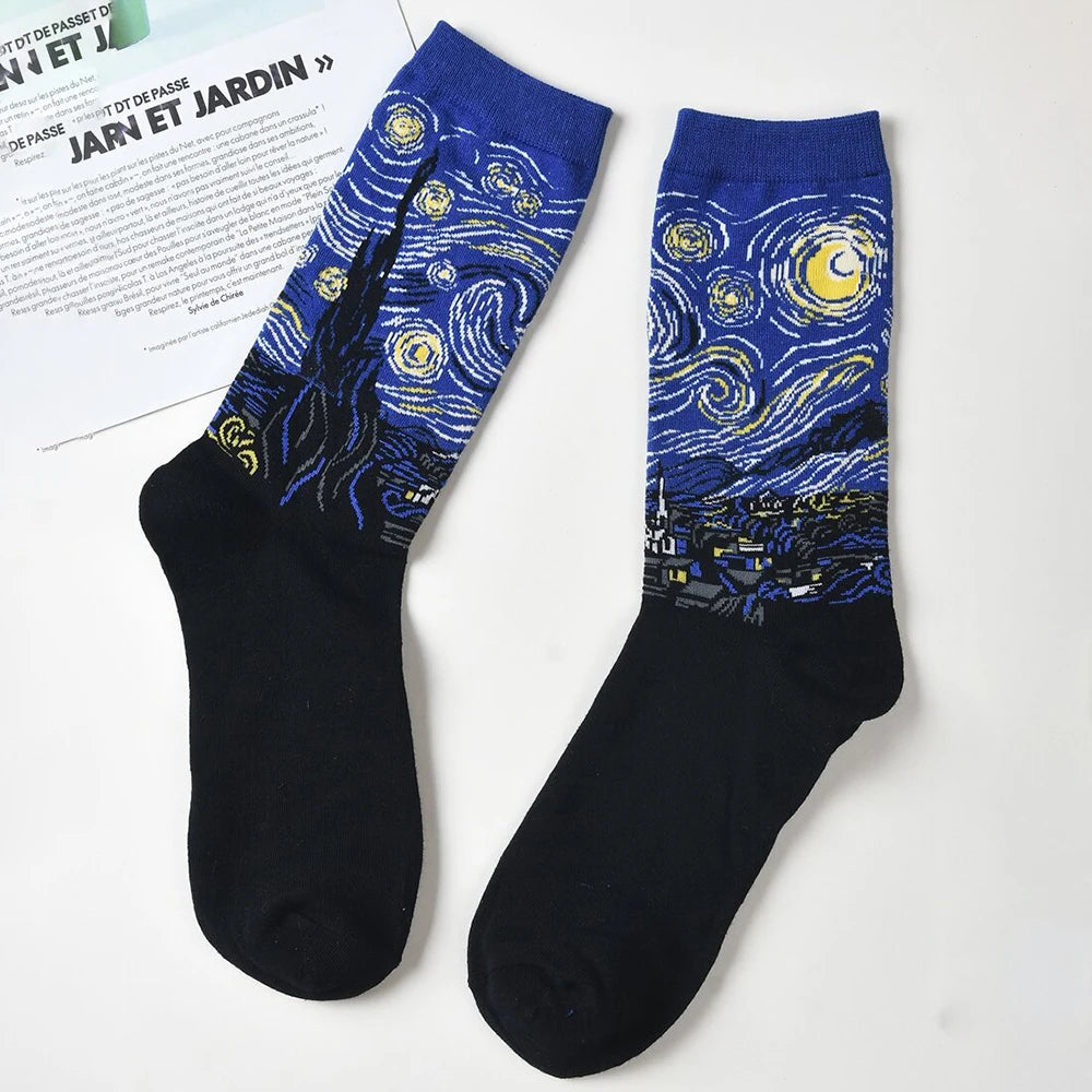 Cotton Blend Crew Socks Casual Printed Footwear