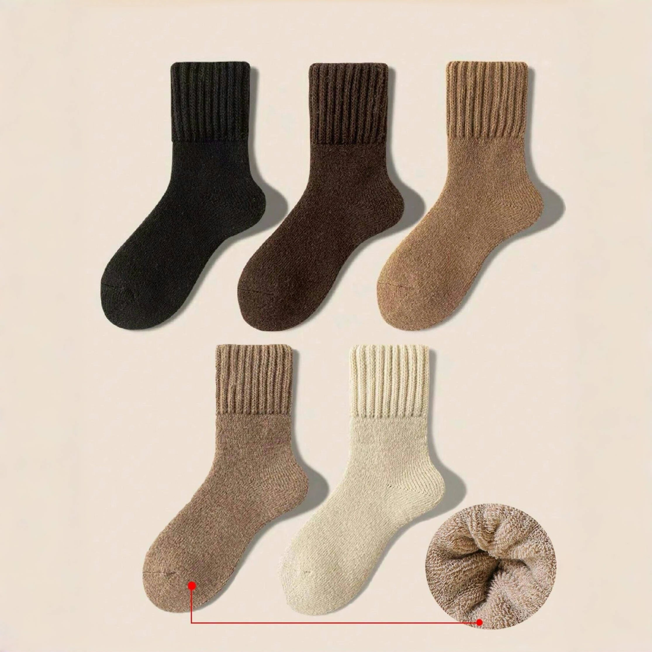 Polyester Elastane Knit Winter Crew Socks - 2