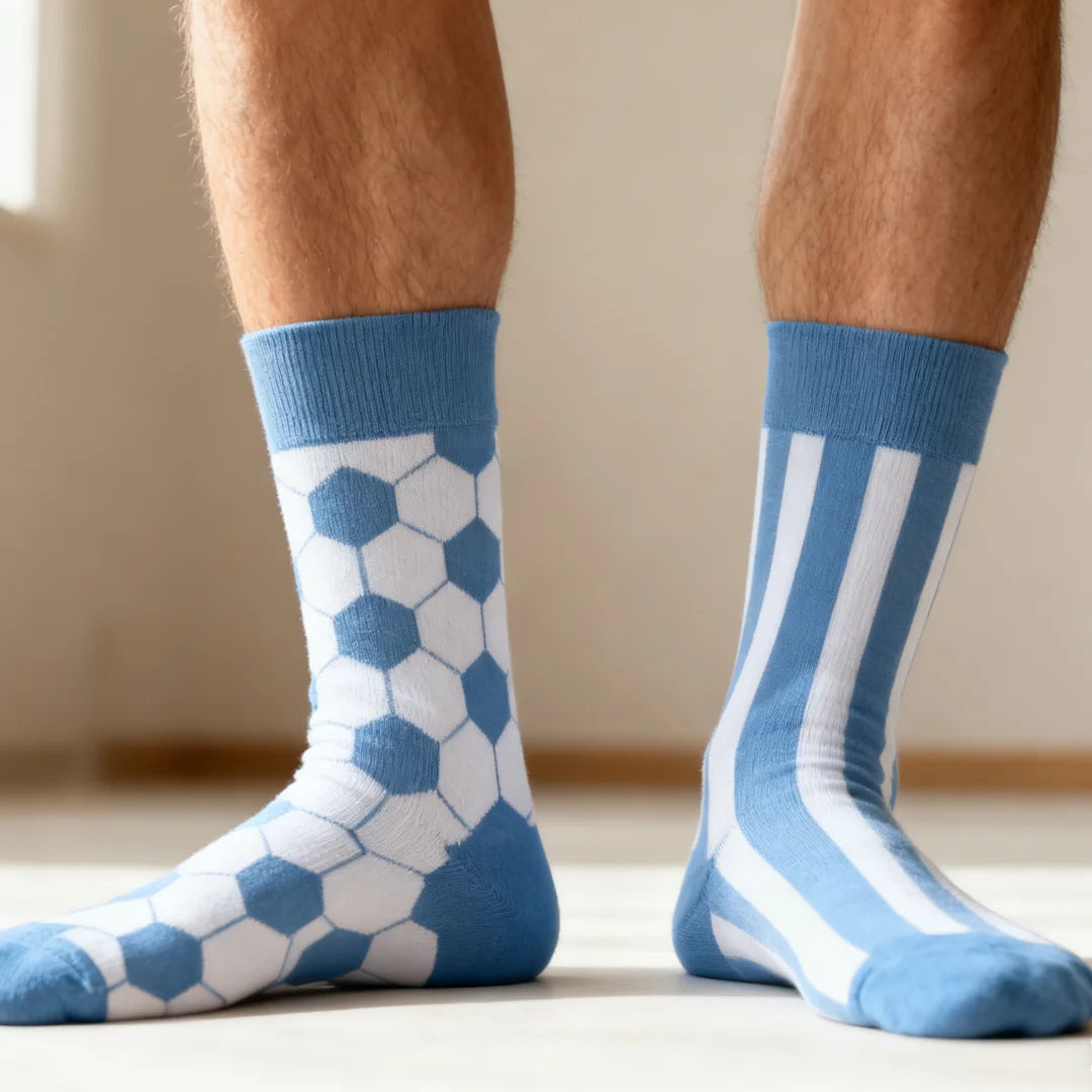 Cotton Blend Mid Calf Geometric Striped Socks - 2