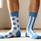 Cotton Blend Mid Calf Geometric Striped Socks