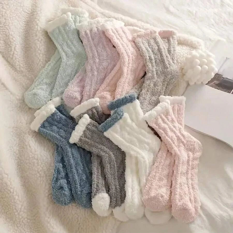 Polyester Elastane Fuzzy Warm Winter Socks for Women