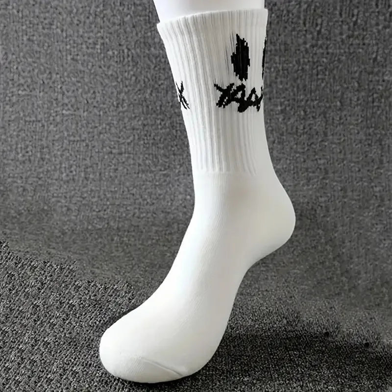 Polyester Spandex Graffiti Crew Socks - 5