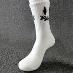 Polyester Spandex Graffiti Crew Socks