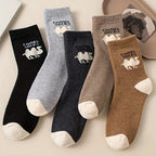 Polyester Blend Crew Socks Five Pair Set