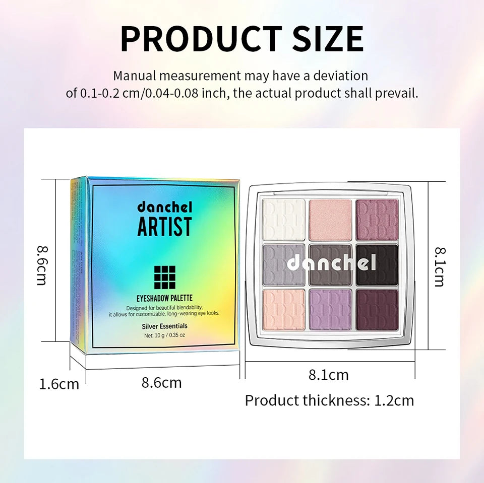 9 Shade Powder Eyeshadow Palette Matte And Glitter Makeup