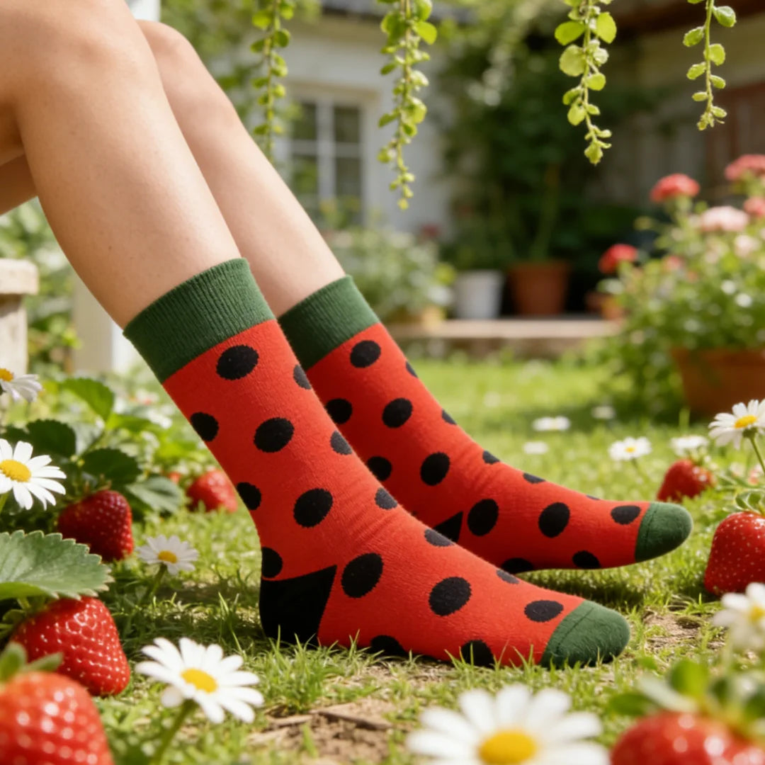 Cotton Blend Polka Dot Mid Calf Socks - 2