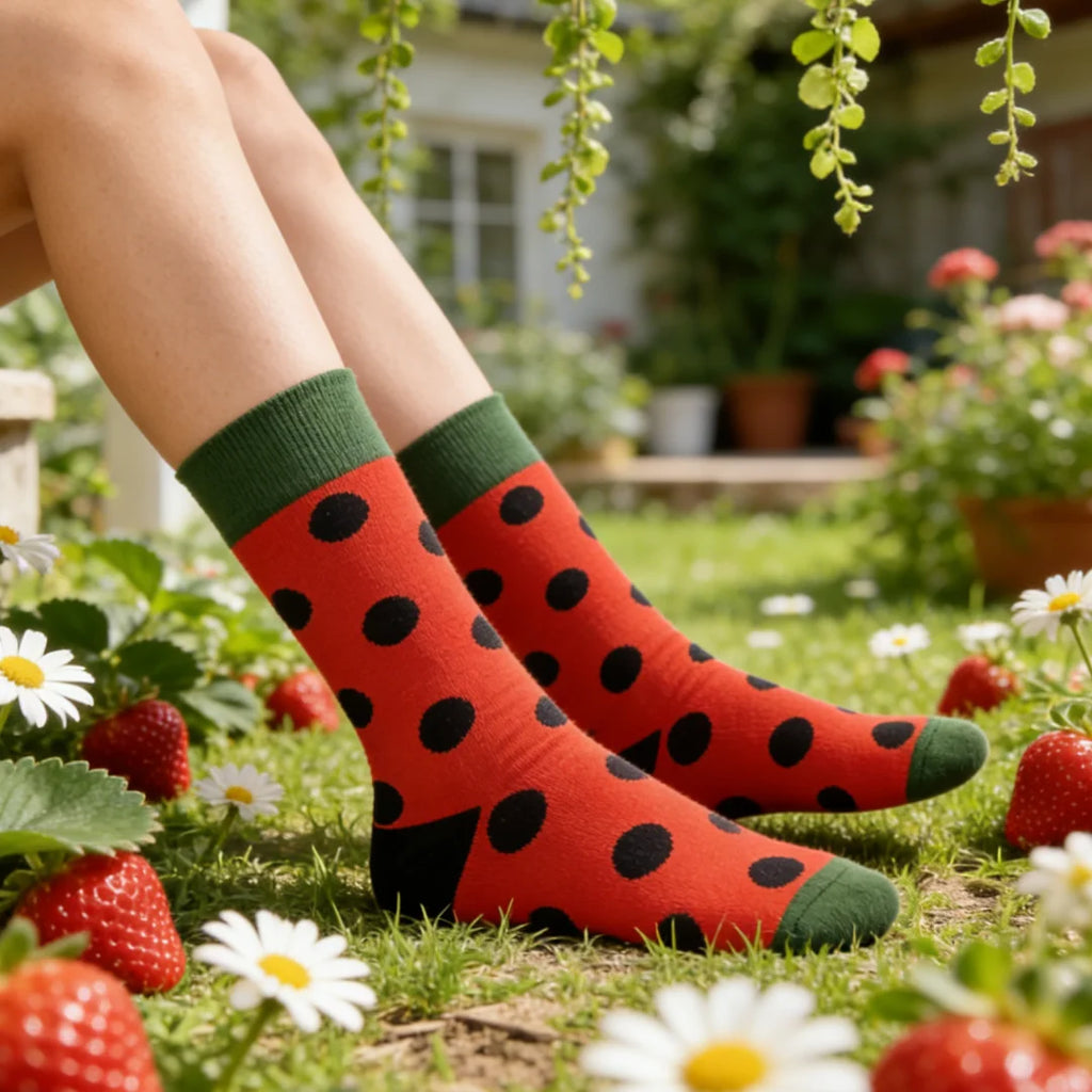 Cotton Blend Polka Dot Mid Calf Socks
