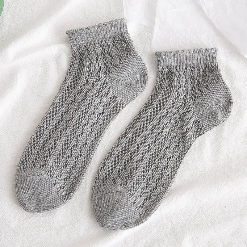 Cotton Polyester Mesh Ankle Socks for Women