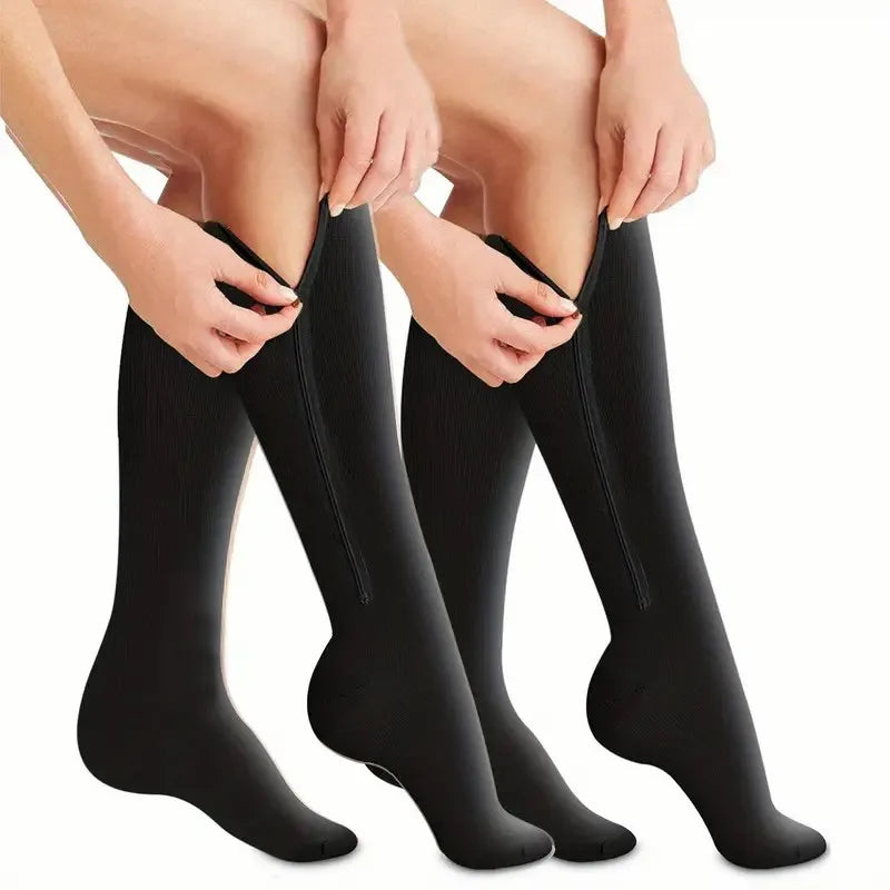 Nylon Elastane Zipper Compression Socks
