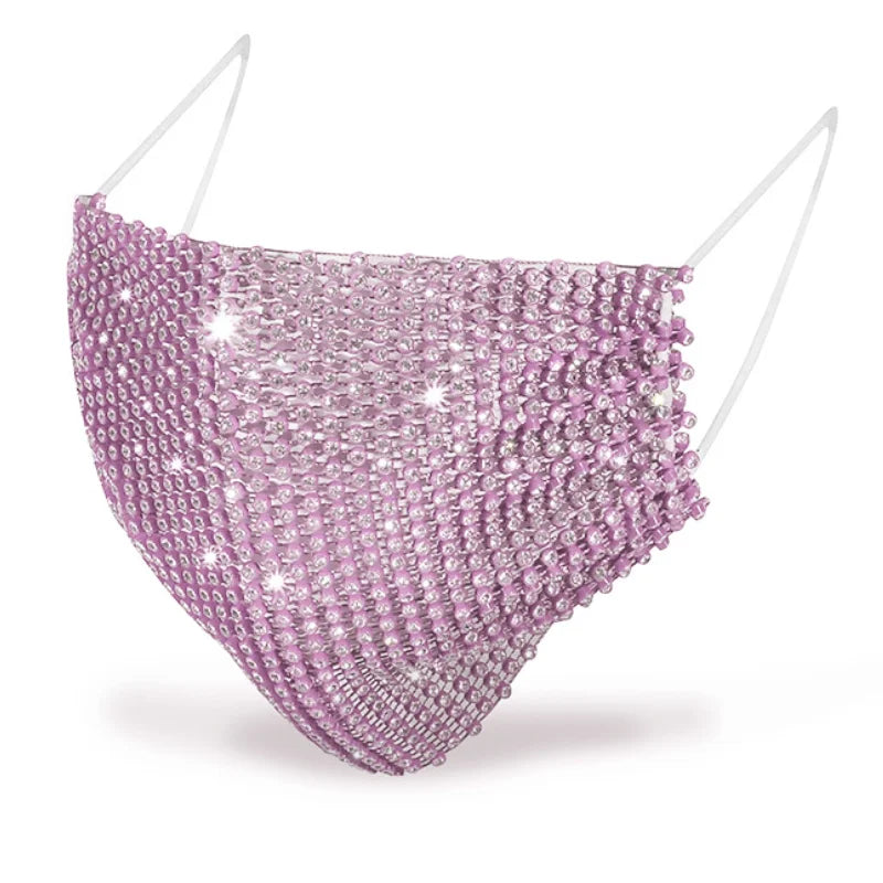 Nylon Rhinestone Decorative Face Mask - 6