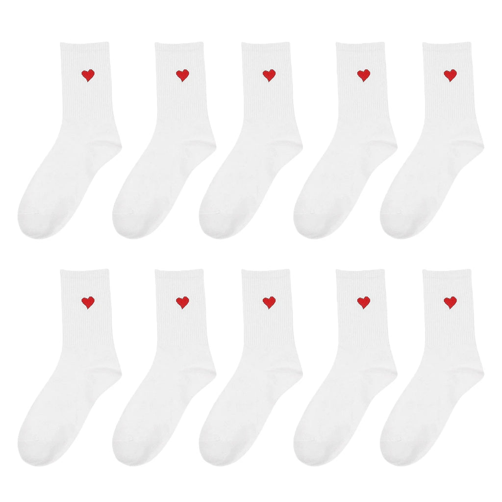 Polyester Elastane Heart Pattern Women Crew Socks