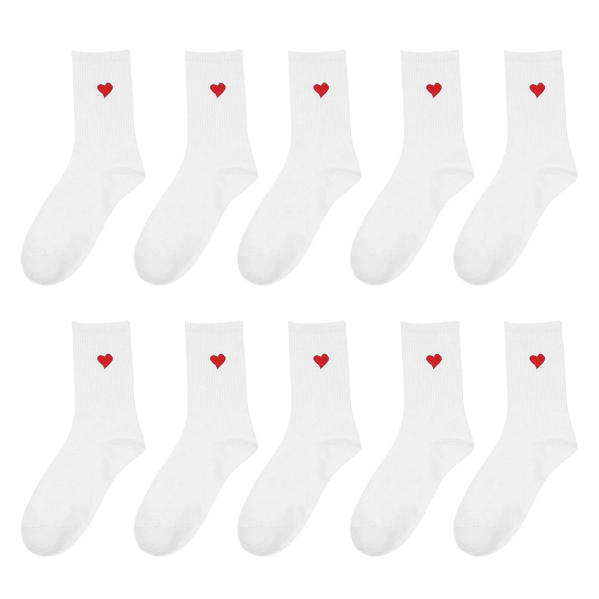 Polyester Elastane Heart Pattern Women Crew Socks