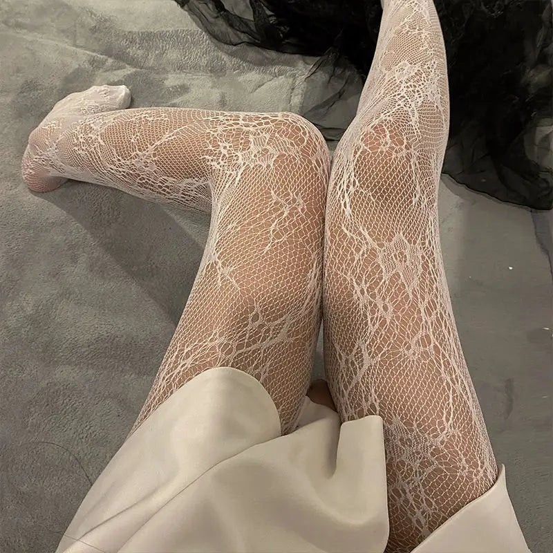 Floral Nylon Mesh Tights - 6