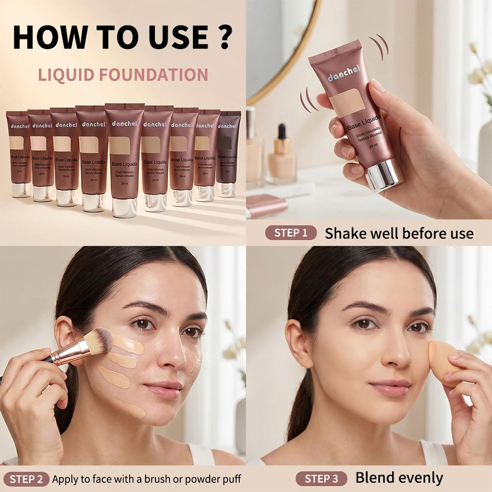 Liquid Foundation Velvet Matte Face Makeup