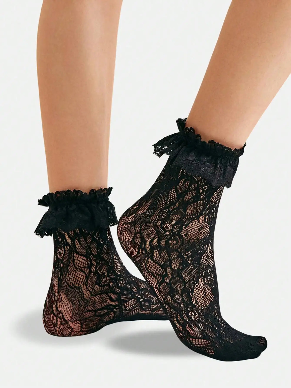 Polyester Elastane Floral Lace Ankle Socks