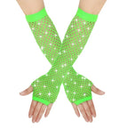 Nylon Elastane Rhinestone Fishnet Fingerless Gloves