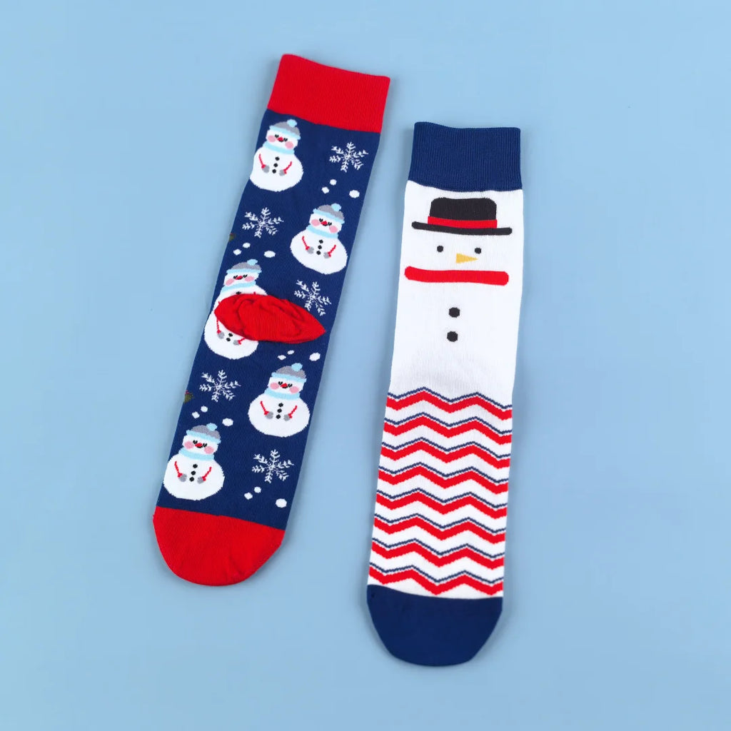 Cotton Blend Snowman Pattern Mid Calf Socks