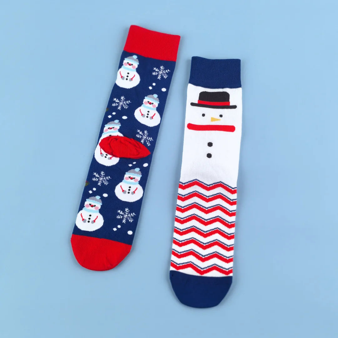 Cotton Blend Snowman Pattern Mid Calf Socks