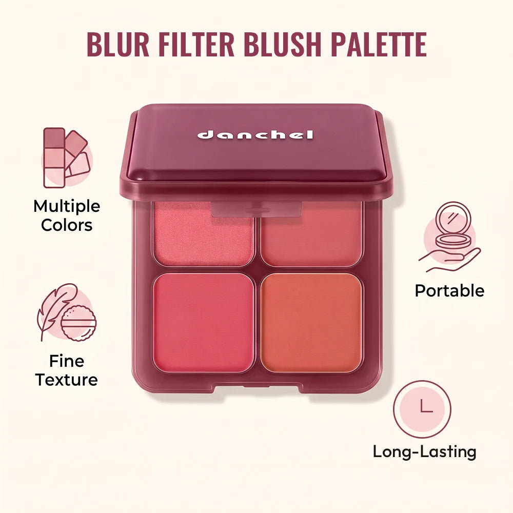4 Shade Powder Blush Palette Matte and Shimmer Face Makeup - 2