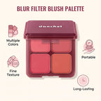 4 Shade Powder Blush Palette Matte and Shimmer Face Makeup