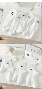 Polyester Blend Cartoon Expression Mid Tube Socks