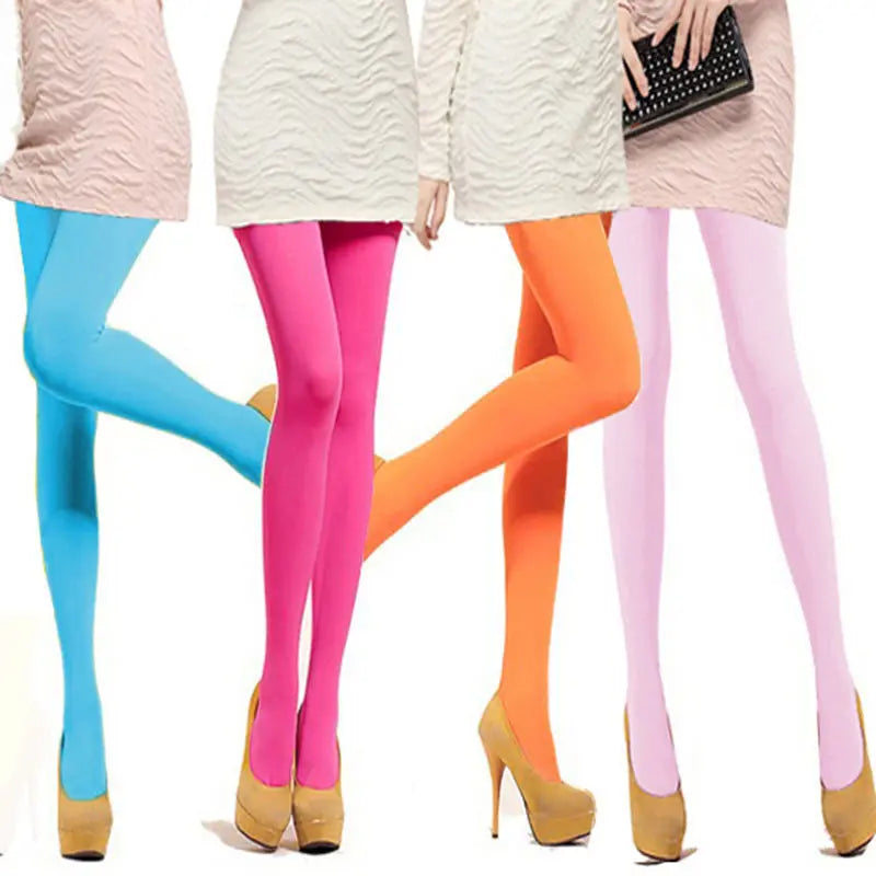 Seamless Nylon Polyester Candy Color Elastic Tights