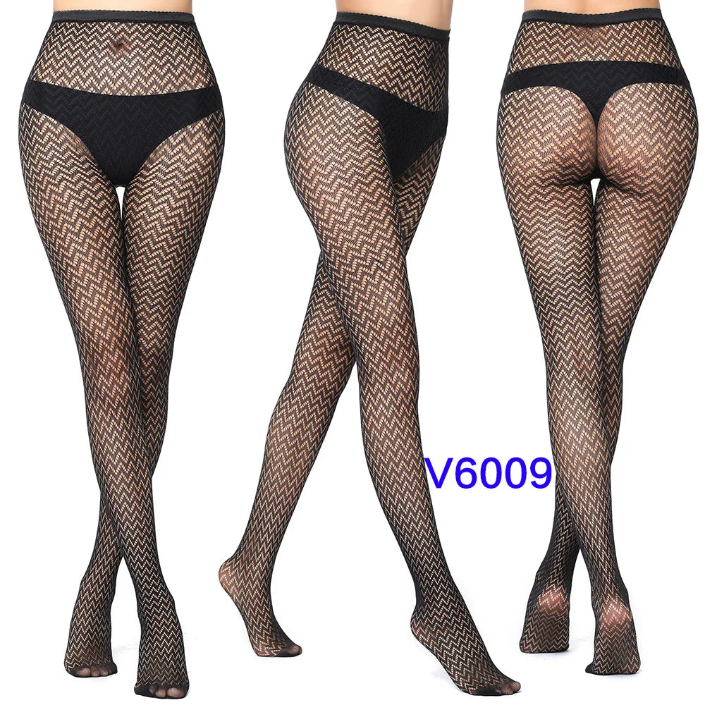 Nylon Spandex Jacquard Patterned Fishnet Pantyhose Tights - 60