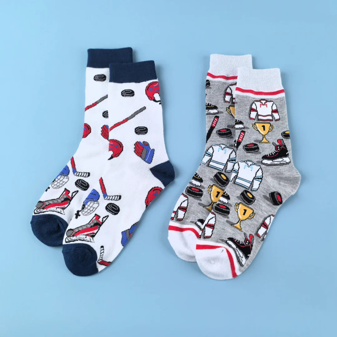 Polyester Elastane Ice Hockey Print Mid Calf Socks