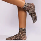 Leopard Print Nylon Casual Ankle Socks