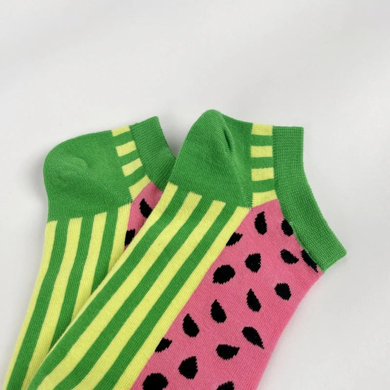 Cotton Blend Watermelon Print Low Cut Ankle Socks