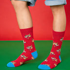 Cotton Blend Fox Print Mid Calf Casual Crew Socks