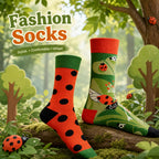 Cotton Blend Mid Calf Ladybug Pattern Unisex Socks