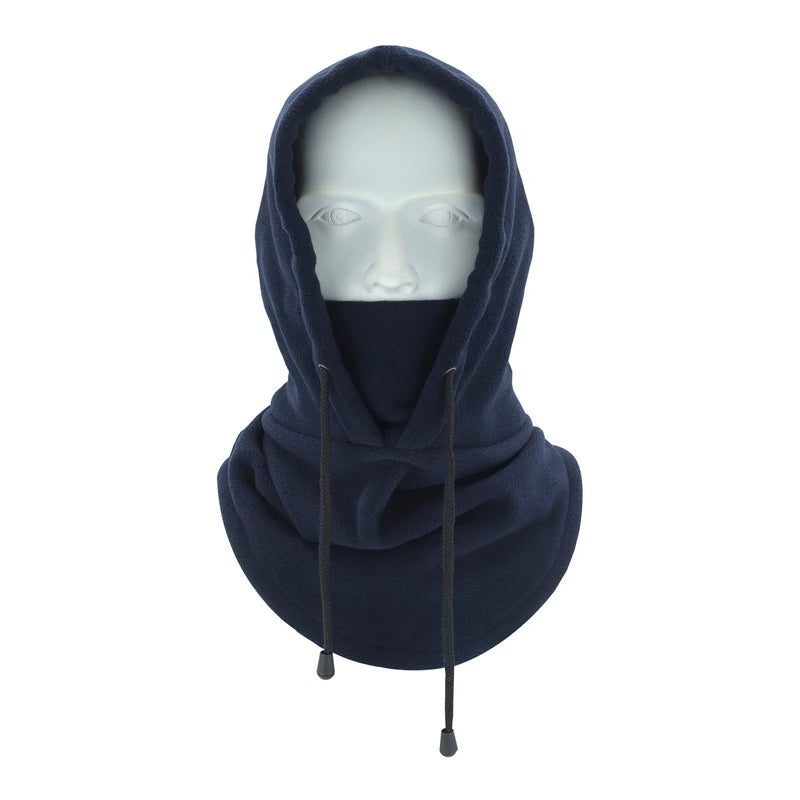 Cotton Polyester Fleece Thermal Hooded Neck Warmer Winter Hat - 11