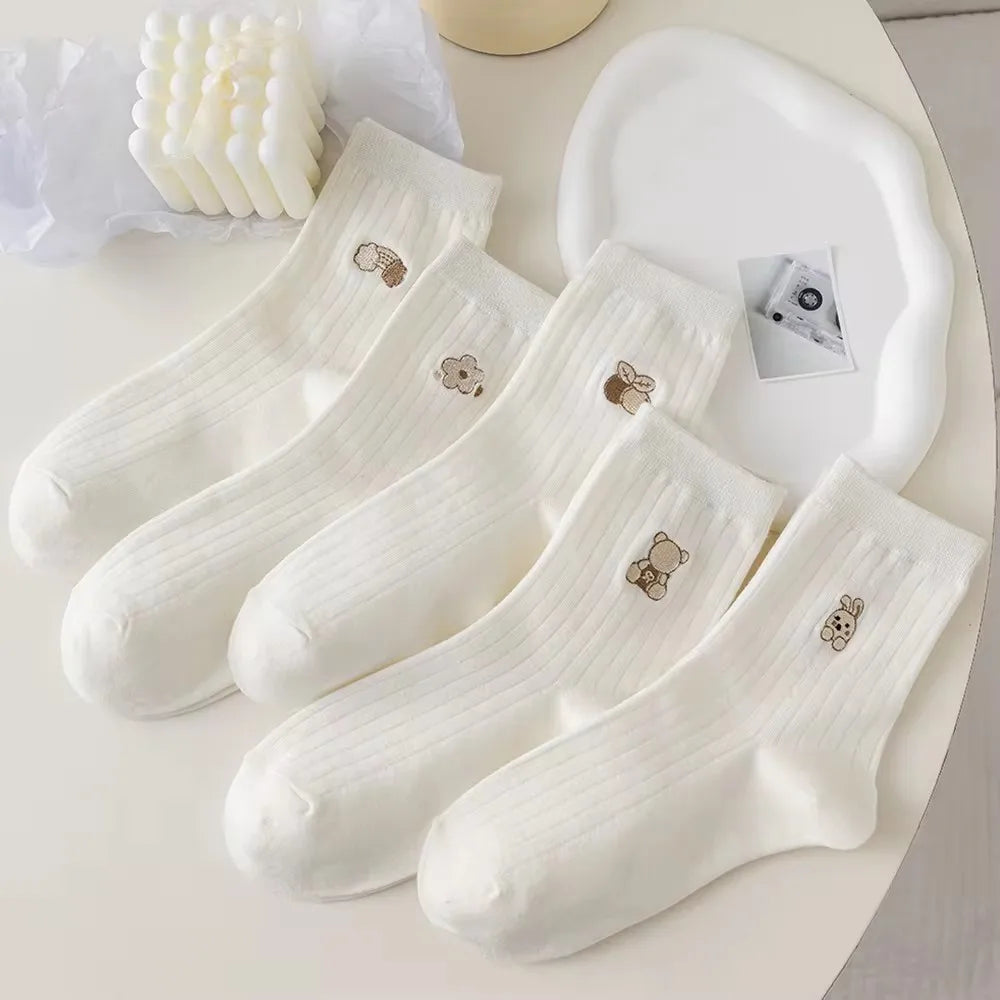 Polyester Blend Cartoon Expression Mid Tube Casual Socks