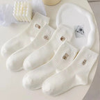 Polyester Blend Cartoon Expression Mid Tube Casual Socks