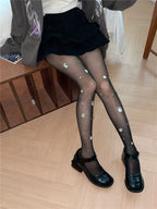 Rhinestone Embellished Nylon Elastic Tights