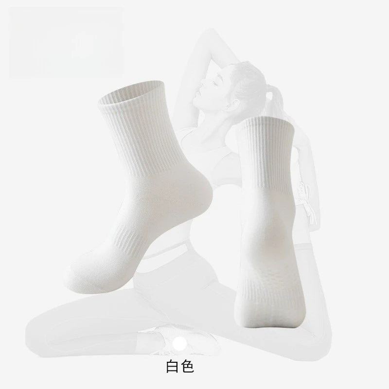 Cotton Polyester Non Slip Yoga Pilates Fitness Mid Tube Socks - 12