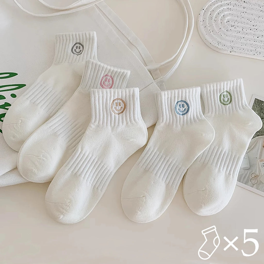 Polyester Elastane Smiling Face Ankle Socks
