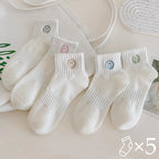 Polyester Elastane Smiling Face Ankle Socks