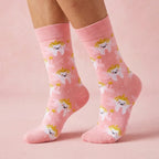 Polyester Elastane Cartoon Crew Socks