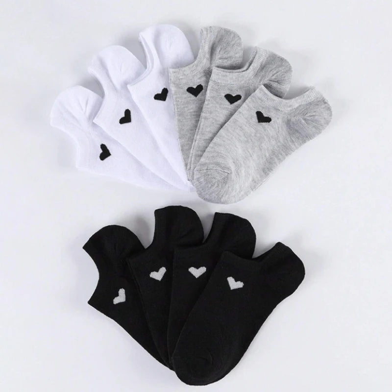 Polyester Elastane Low Cut Casual Heart Print Women Socks