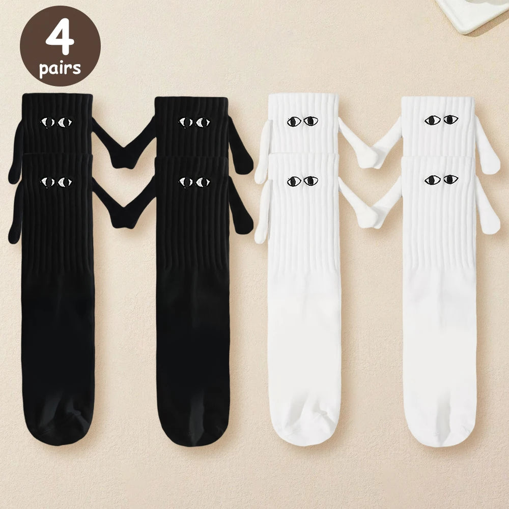 Magnetic Cartoon Eye Mid Tube Couple Socks